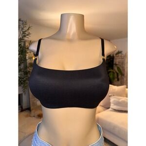 Victoria's Secret Black Bralette Lined No Wire Bra SmallDD Cup Gold Strap Detail